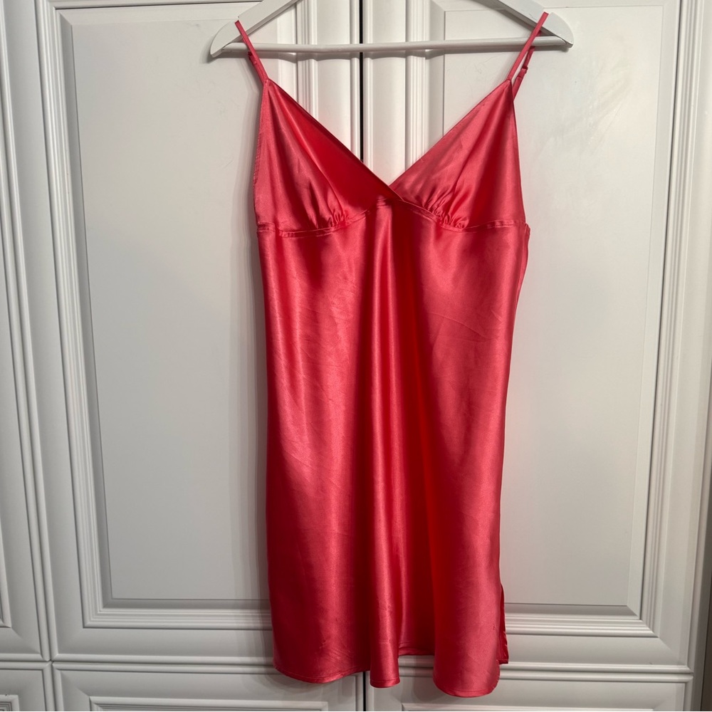 LaSenza Women's Size Large Peach/Orange Spaghetti Strap Negligee Slip Nightgown